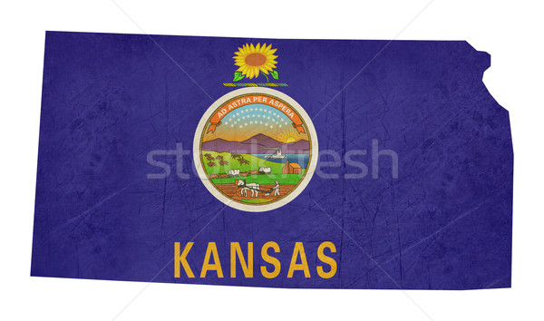 Grunge Kansas bandiera mappa isolato bianco Foto d'archivio © speedfighter