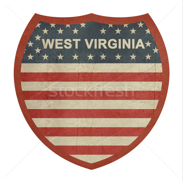 Zdjęcia stock: Grunge · West · Virginia · amerykański · międzypaństwowy · znak · autostrady · odizolowany