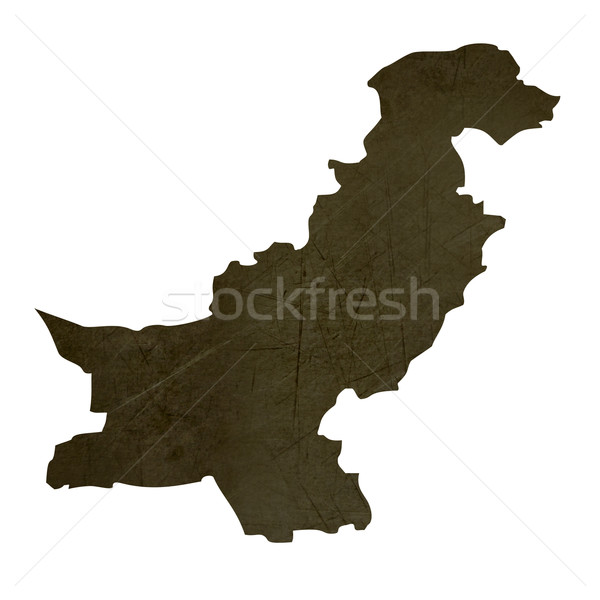 Dark silhouetted map of Pakistan Stock photo © speedfighter