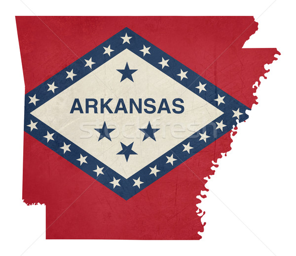 Гранж Арканзас флаг карта изолированный белый Сток-фото © speedfighter