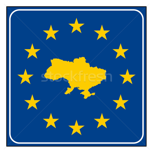 ウクライナ 道路標識 ヨーロッパの ボタン 孤立した 白 ストックフォト © speedfighter
