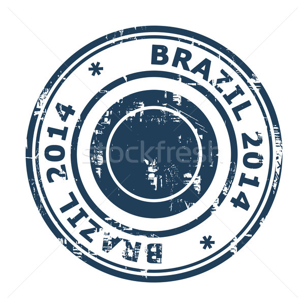 Stockfoto: Brazilië · 2014 · stempel · geïsoleerd · witte · voetbal