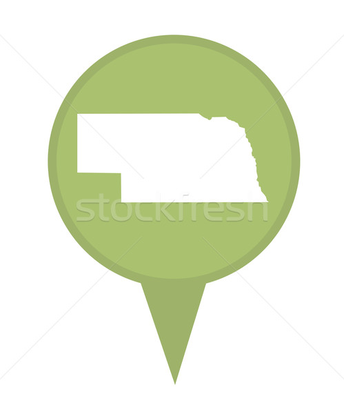 Foto stock: Nebraska · mapa · pin · americano · marcador · aislado