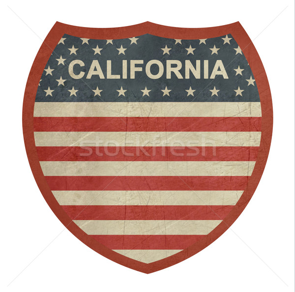 [[stock_photo]]: Grunge · Californie · interstate · signe · de · route · isolé