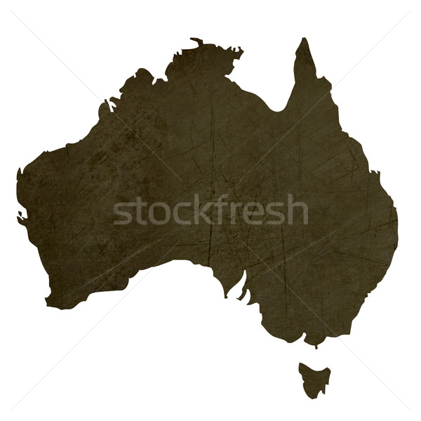 Stock photo: Dark silhouetted map of Australia