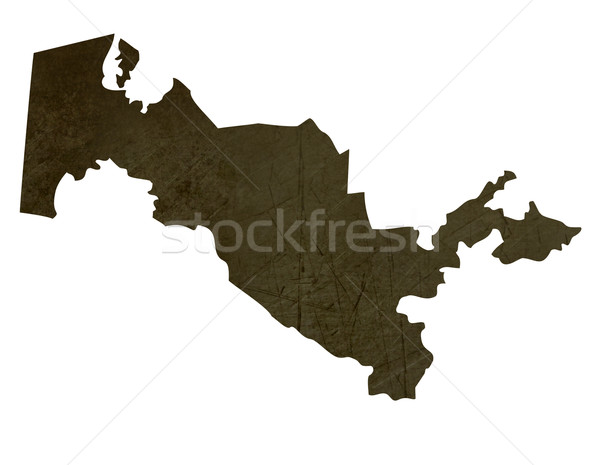 Dark silhouetted map of Uzbekistan Stock photo © speedfighter