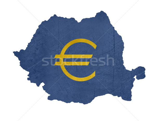 European currency symbol on map of Romania Stock photo © speedfighter