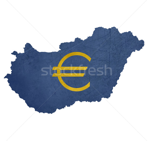 European currency symbol on map of Hungary Stock photo © speedfighter