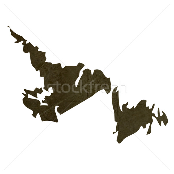 Stock photo: Dark silhouetted map of Newfoundland