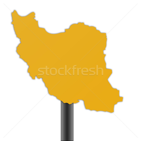 Stockfoto: Iran · kaart · verkeersbord · geïsoleerd · witte · weg