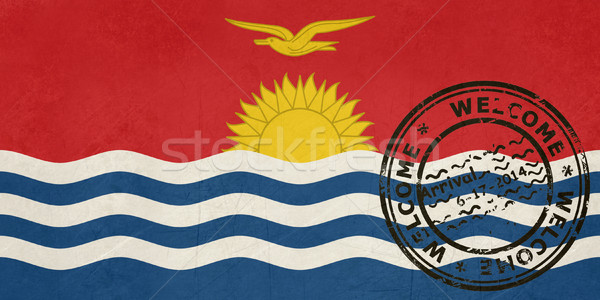 Welcome to Kiribati flag with passport stamp Stock photo © speedfighter