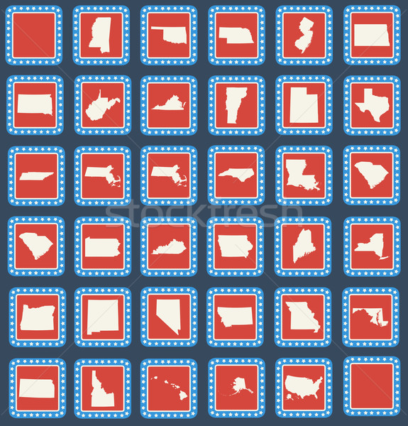 Stok fotoğraf: Ayarlamak · amerikan · harita · düğmeler · web · tasarım · stil