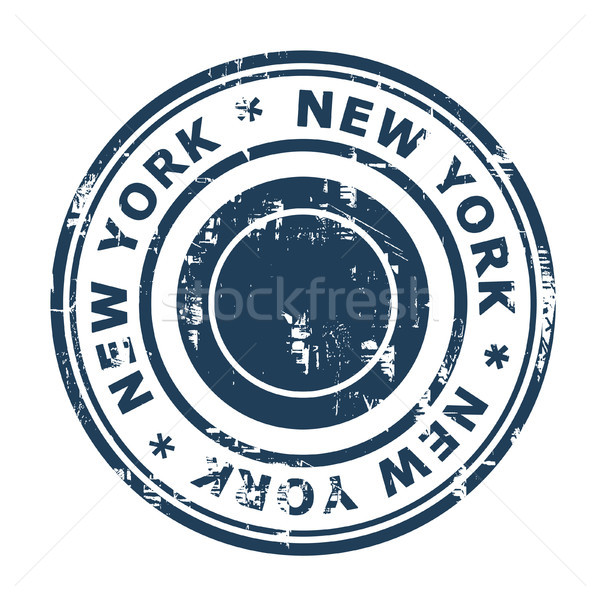 Сток-фото: Нью-Йорк · путешествия · штампа · изолированный · белый · синий