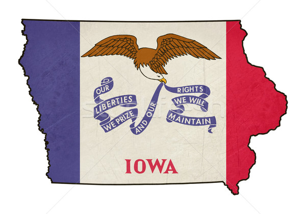 Stock photo: State of Iowa grunge flag map