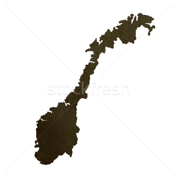 Dark silhouetted map of Norway Stock photo © speedfighter