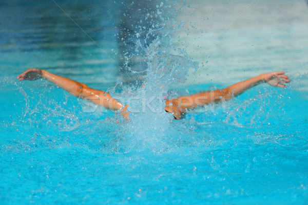 Duiker zwemmer water zwembad Blauw zwemmen Stockfoto © Sportlibrary