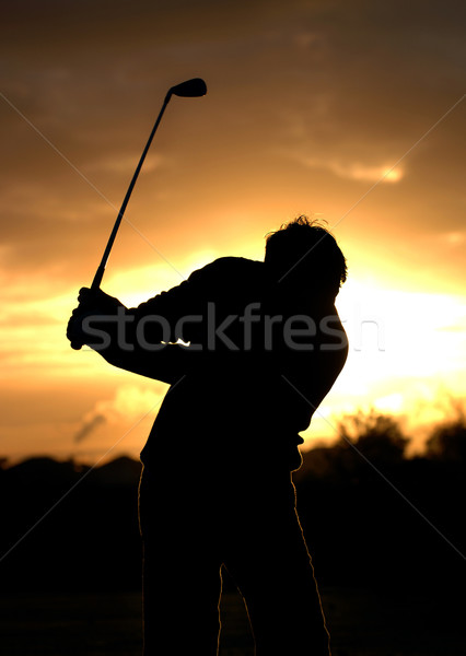 Foto stock: Golfista · madrugada · hermosa · amanecer