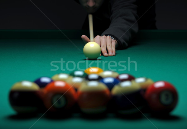 Pause Kugeln Pool Tabelle grünen Spiel Stock foto © Sportlibrary