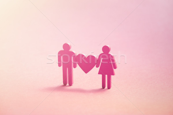 Foto stock: 3d · masculina · amoroso · femenino · corazón · fondo