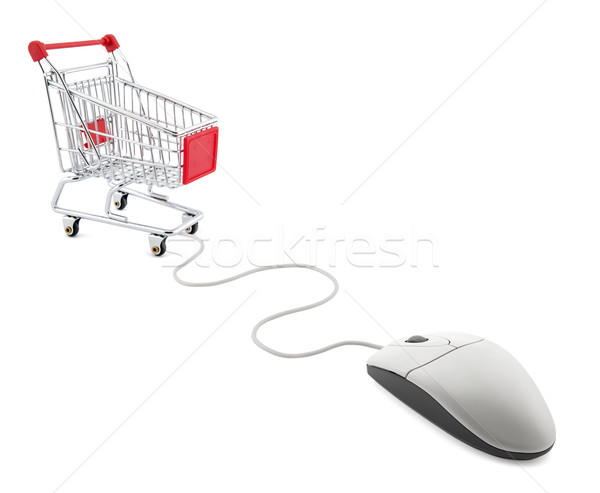 Internet shopping. Computer mouse and shopping cart. Stock photo © sqback