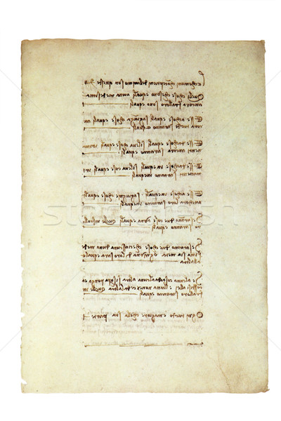 Old leaf of a paper with inscriptions by Leonardo Da Vinci Stock photo © sqback