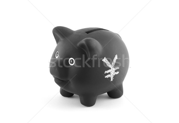 Black piggy bank with yen sign. Clipping path included. Stock photo © sqback