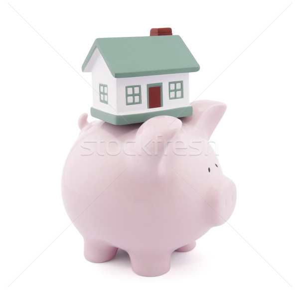 Stock fotó: Otthoni · pénzügyek · vágási · körvonal · ház · bank · piac · rózsaszín