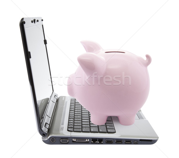 Persely laptop izolált fehér üzlet internet Stock fotó © sqback