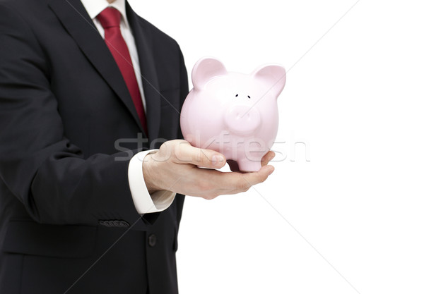 Hombre alcancía mano modelo financiar Foto stock © sqback