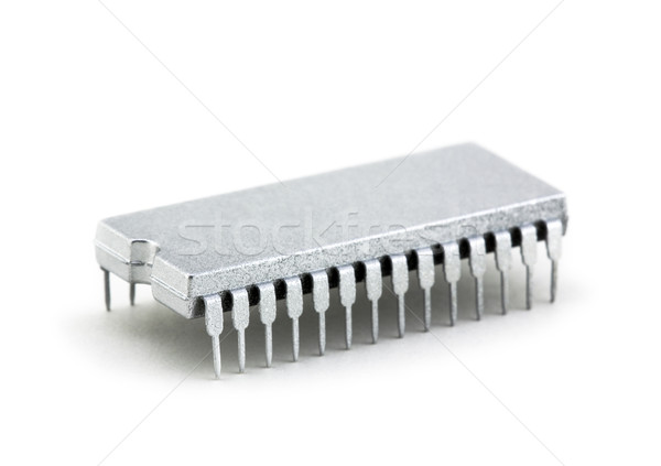 Argint microprocesor izolat alb calculator tehnologie Imagine de stoc © sqback