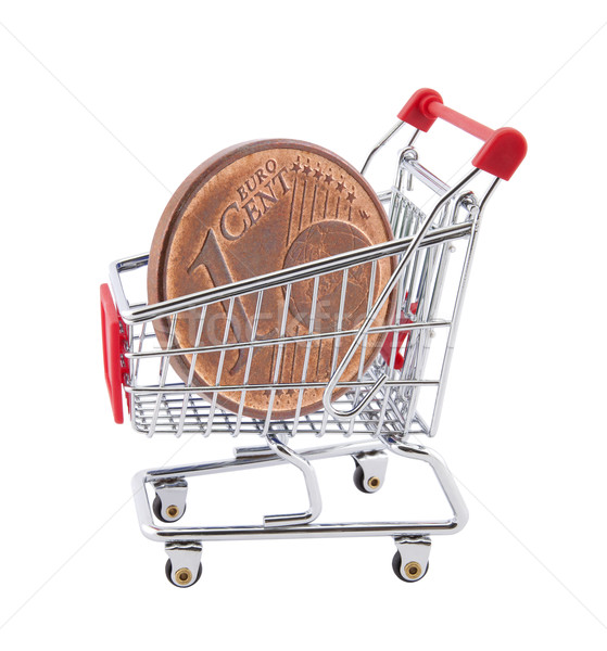 Shopping cart with euro cent coin on white background Stock photo © sqback