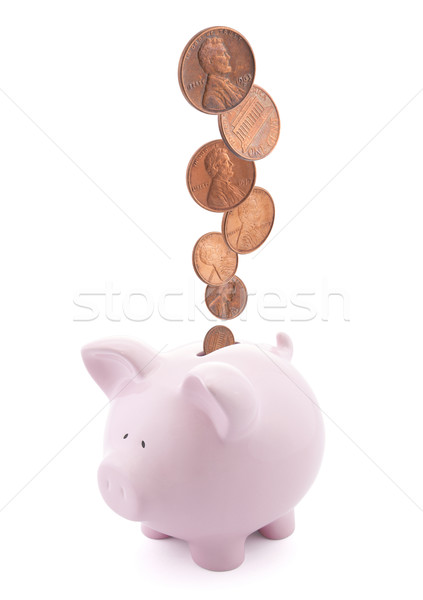 Сток-фото: Piggy · Bank · монетами · падение · бизнеса · падение