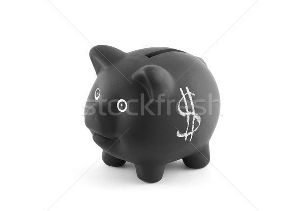 Czarny banku piggy znak dolara ceny finansów Zdjęcia stock © sqback