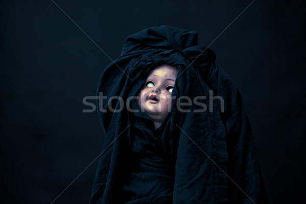 Unheimlich Puppe Gesicht Retro dunkel antiken Stock foto © sqback