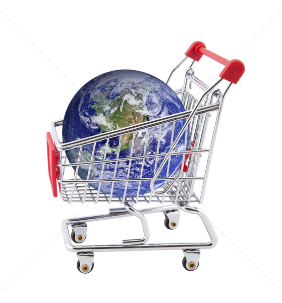 Shopping cart with globe isolated on white Stock photo © sqback