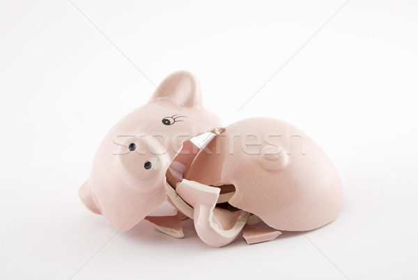 Broken piggy bank on white background  Stock photo © sqback