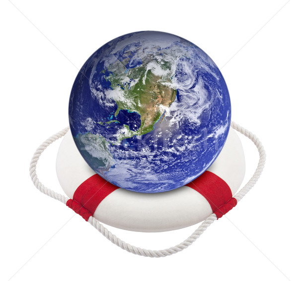 Earth globe in lifebuoy over white Stock photo © sqback
