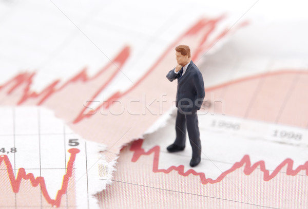 Pénzügyi válság alkat üzletember pénzügyi táblázatok újság Stock fotó © sqback