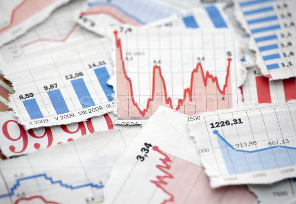 Financière graphiques journaux argent bleu rouge [[stock_photo]] © sqback