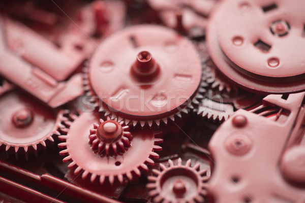 Red gears and cogs macro shot, industrial background  Stock photo © sqback