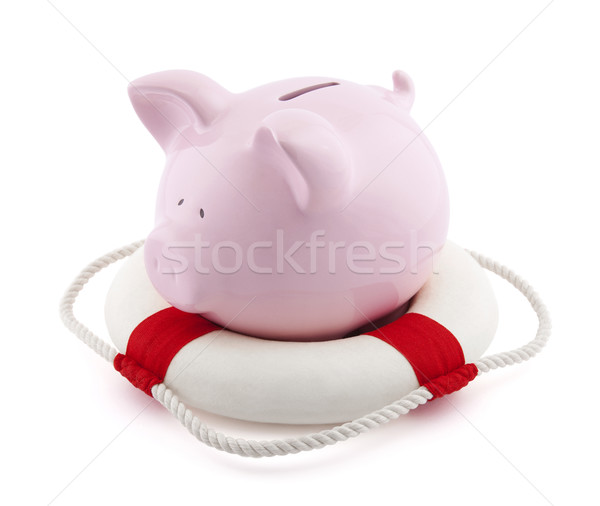 Spaargeld helpen spaarvarken bank speelgoed leven Stockfoto © sqback