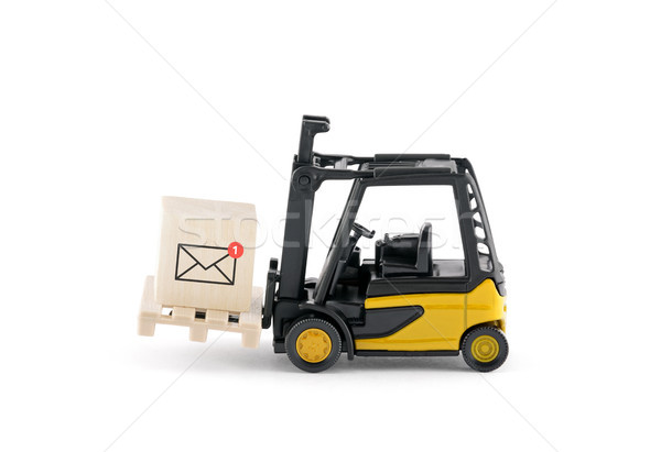 Gelb Gabelstapler neue E-Mail Grafik Holz Stock foto © sqback