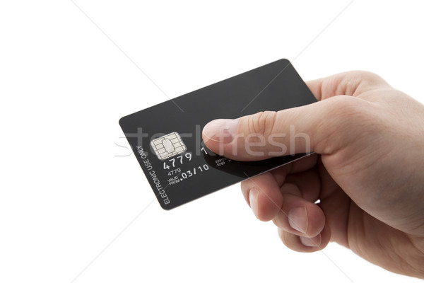 Hand with black credit card with chip Stock photo © sqback