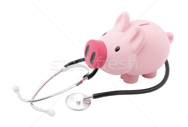 Piggy bank and stethoscope with clipping path Stock photo © sqback