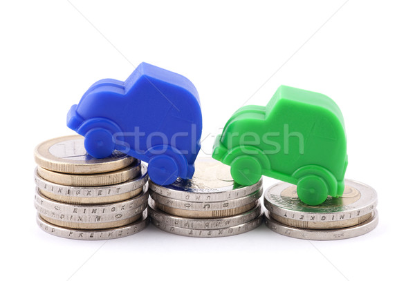 Euros monedas coches coche metal verde Foto stock © sqback