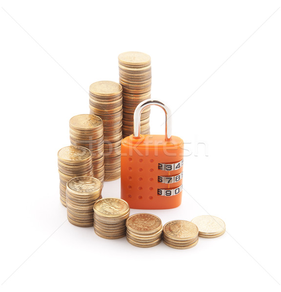 金融的保証 コイン オレンジ 南京錠 ビジネス ストックフォト © sqback