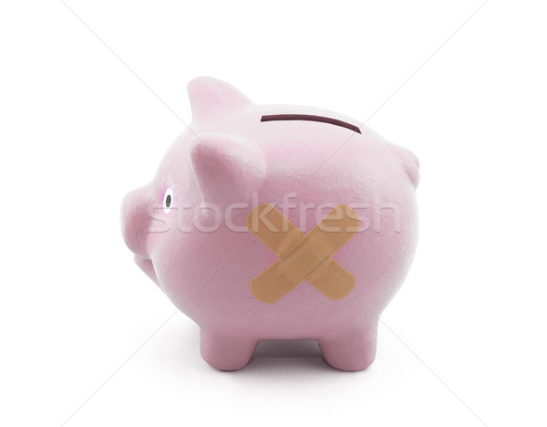 Stock photo: Sick piggy bank with clipping path 