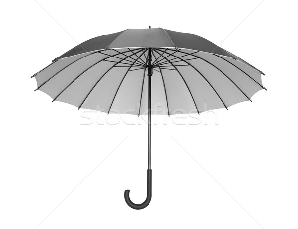 Foto stock: Abrir · preto · guarda-chuva · isolado · branco