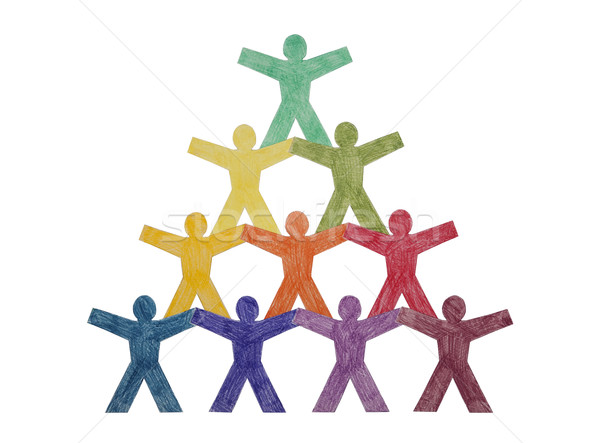 Pyramid of paper cut-out people with clipping path Stock photo © sqback