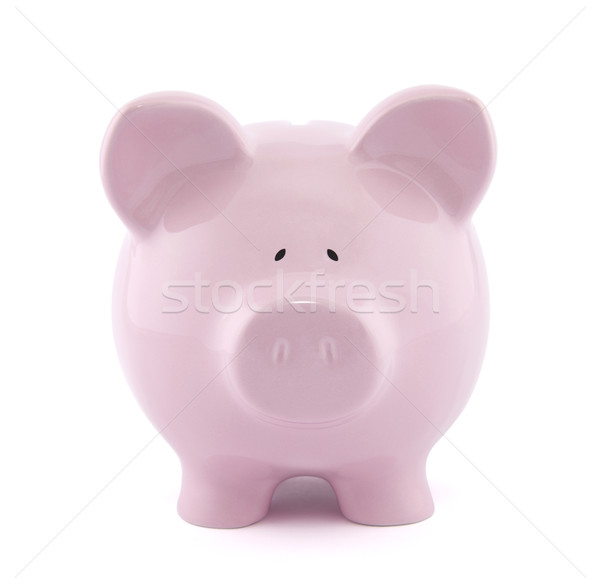 Front view of pink piggy bank with clipping path Stock photo © sqback